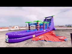 Blue Inflatable Slip And Slide cho sân chơi ngoài trời với hồ bơi