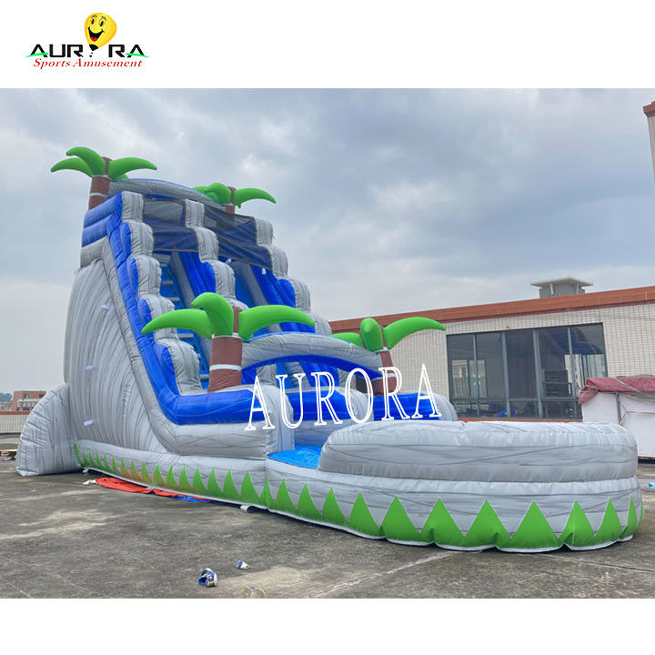 Blue And Gray Outdoor Inflatable Slide Combo Với Bounce House Cho Trẻ Em