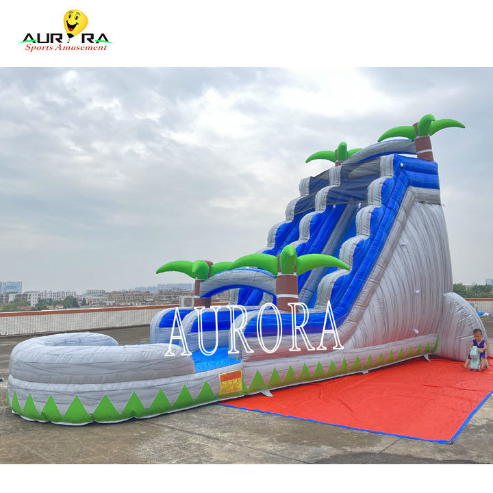 Blue And Gray Outdoor Inflatable Slide Combo Với Bounce House Cho Trẻ Em