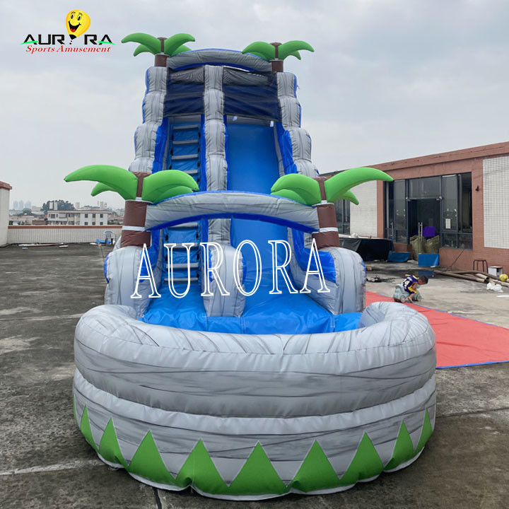 Blue And Gray Outdoor Inflatable Slide Combo Với Bounce House Cho Trẻ Em