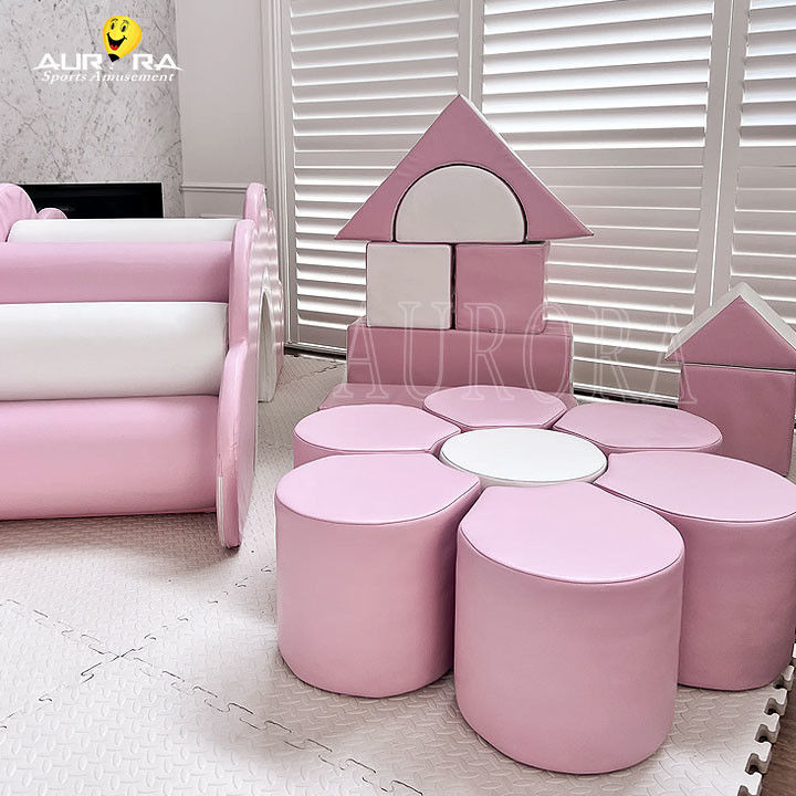 Trắng màu hồng Pastel Trẻ em Thiết bị chơi mềm không độc hại Trong nhà chơi mềm leo núi