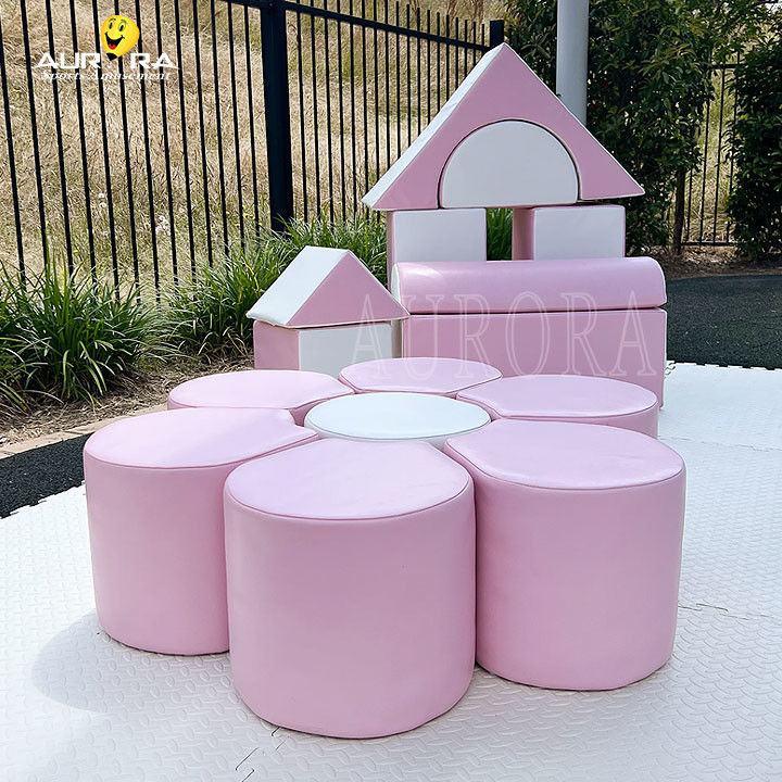 Trắng màu hồng Pastel Trẻ em Thiết bị chơi mềm không độc hại Trong nhà chơi mềm leo núi