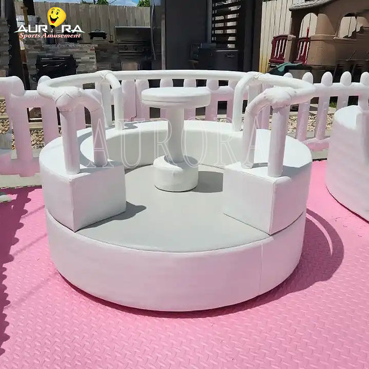 White Pink Soft Play Package Set Playground Baby Thiết bị chơi mềm ngoài trời trong nhà