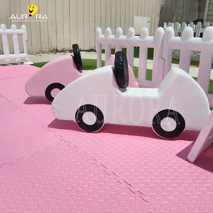 White Pink Soft Play Package Set Playground Baby Thiết bị chơi mềm ngoài trời trong nhà