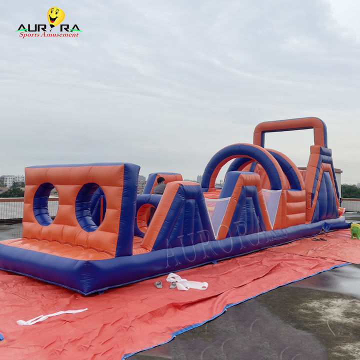 PVC ngoài trời Đường đua chướng ngại vật nổi bật Ngôi nhà nhảy không độc hại Màu xanh đỏ