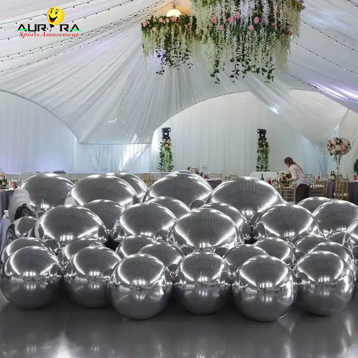 Quả bóng gương bơm đầy màu sắc 0.3mm PVC Party Quả cầu trang trí lớn