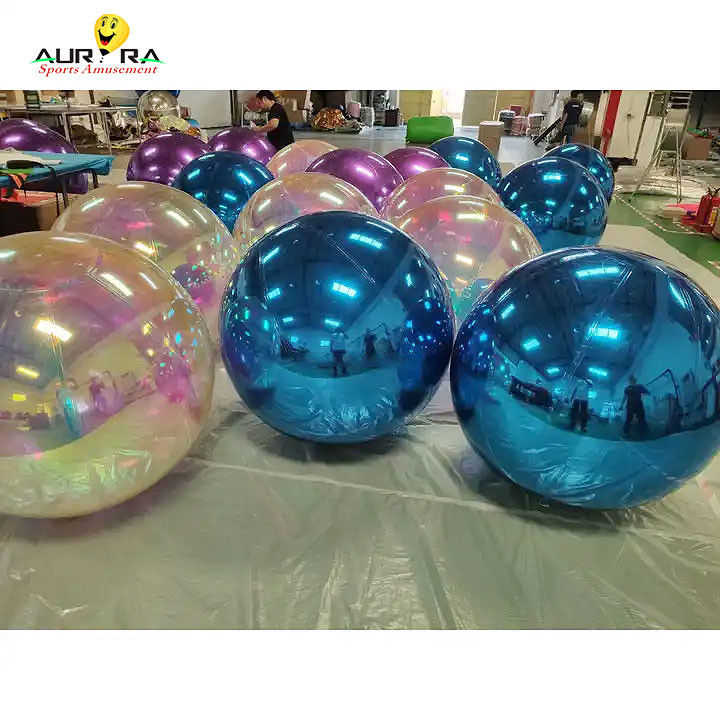 Giant Silver Inflatable Mirror Ball PVC Cho Đồ trang trí tiệc cưới Giáng sinh