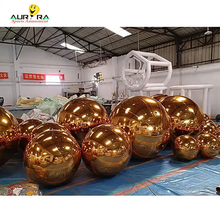 Customized Giant Inflatable Mirror Ball PVC For Decoration Party Đỏ xanh vàng