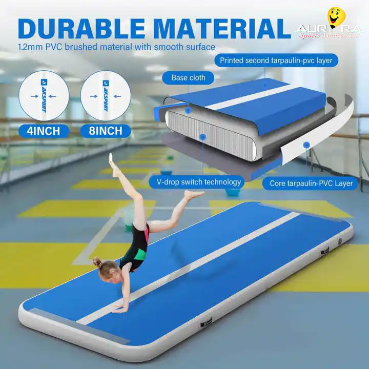 Phòng tập thể dục Tumbling Gymastics Air Track Mat 3m Out Door Inflatable Jumping Mat Blue