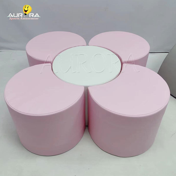 Sân chơi Thiết bị chơi mềm đặt ngoài trời chơi màu hồng xanh trắng trong nhà nhảy