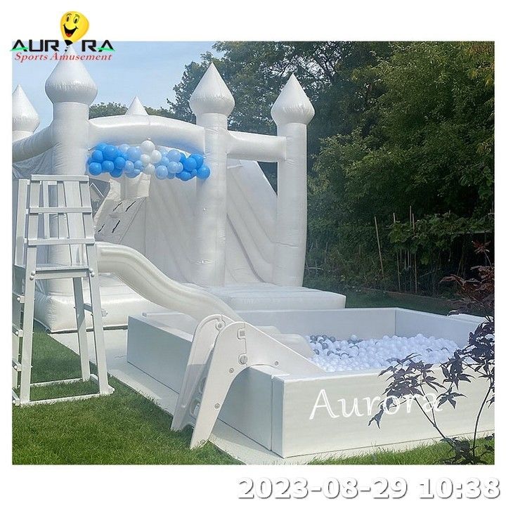 Khung gỗ bơm bơm bơm thiết bị chơi trẻ em đặt Bubble Dome Bouncy Castle Bouncer trắng