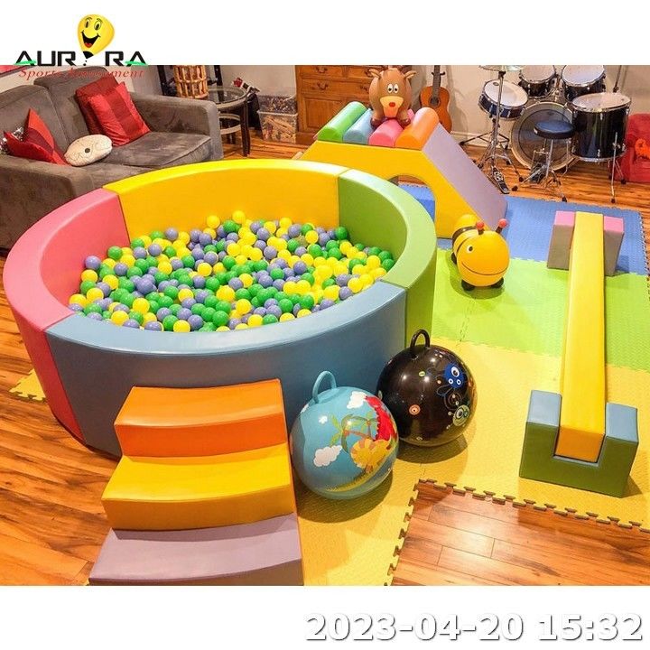 Orange Round Ball Pit Pool Game Playground Trẻ em trượt trong nhà chơi mềm
