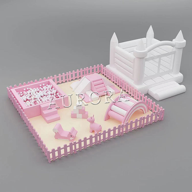 Soft Play White Fence Ball Pit Soft Play Equipment White Soft Play Set Cho thuê cho bữa tiệc