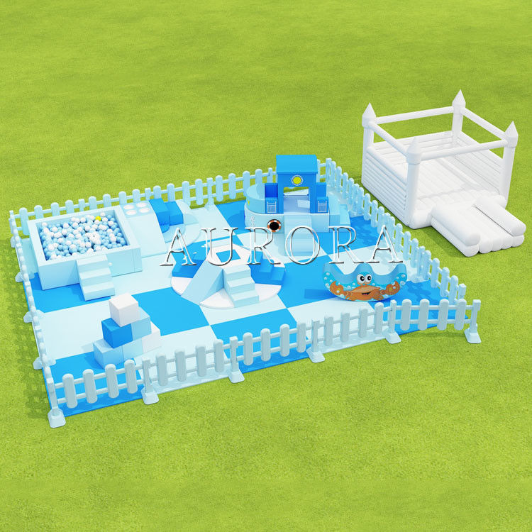 Soft Play Package Bảng leo núi màu xanh trắng Thiết bị chơi cho thuê bữa tiệc