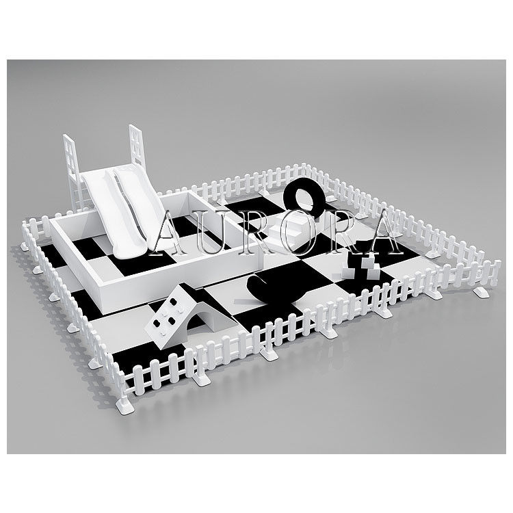 Thiết bị chơi mềm với slide hai màu đen và trắng đặt trẻ em cho thuê